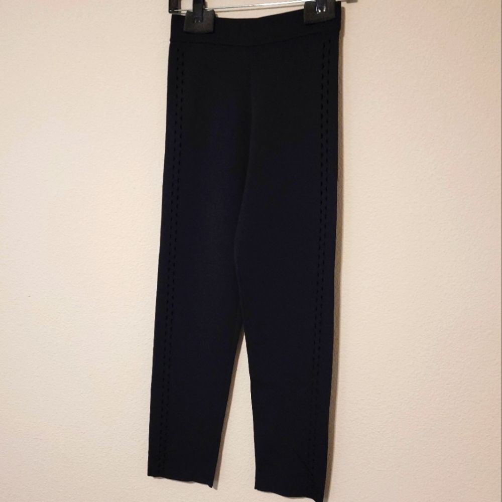 Rachel Comey Knit Laser Cutout Straight Black Pants Size XS